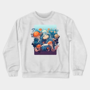 Mysteries of the Sea: Enchanting Jellyfish in the Depths Crewneck Sweatshirt